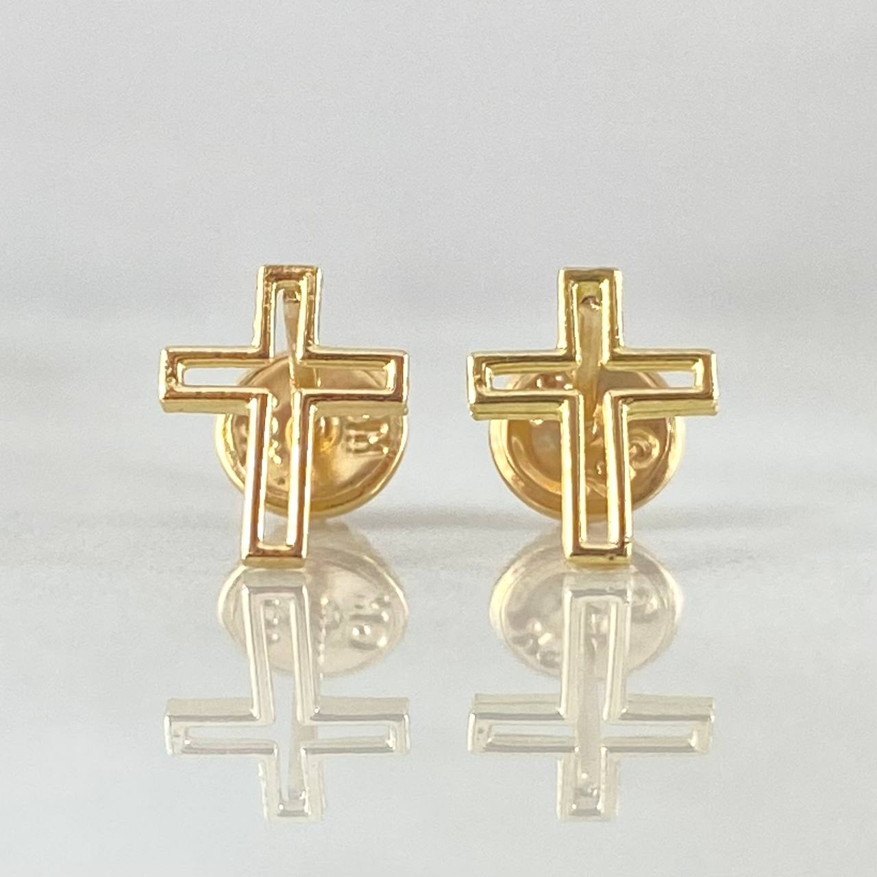 Stud Earrings Cross Silhouette 0.6gr / 0.9cm / 18K Gold