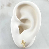 Stud Earrings Cross Silhouette 0.6gr / 0.9cm / 18K Gold