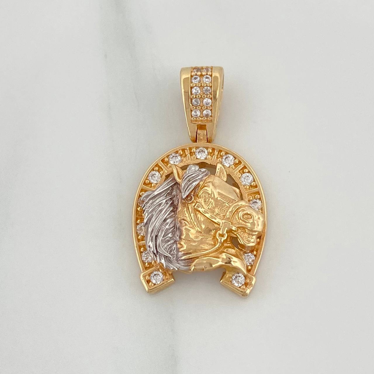 Pendant Horseshoe 4.55 g / 1 in Two Golds Yellow White 18K