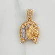 Pendant Horseshoe 4.55 g / 1 in Two Golds Yellow White 18K