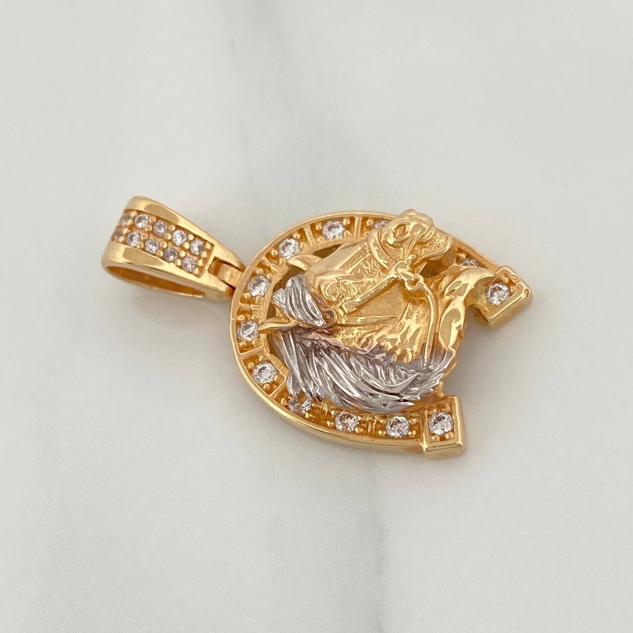Pendant Horseshoe 4.55 g / 1 in Two Golds Yellow White 18K