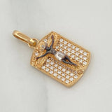 Pendant Plaque Cross Miraculous Christ of Buga 2.6 g / 3/4 in Three Golds 18K