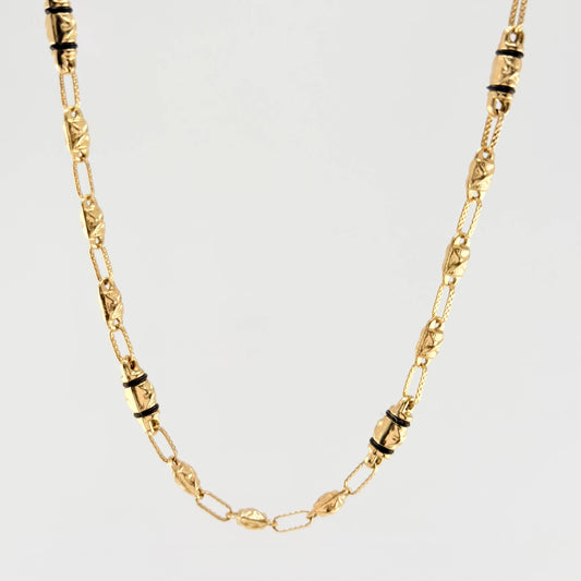 Cadena Rustico Barril Cruzado 3x1 12.5gr / 23 1/2 in / 4mm Oro Amarillo 18K ©