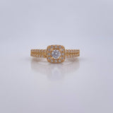 Square Halo Ring 2.45gr / Size 4 3/4 / 18K Gold &