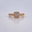 Square Halo Ring 3.45gr / Size 5 1/4 / 18K Gold &