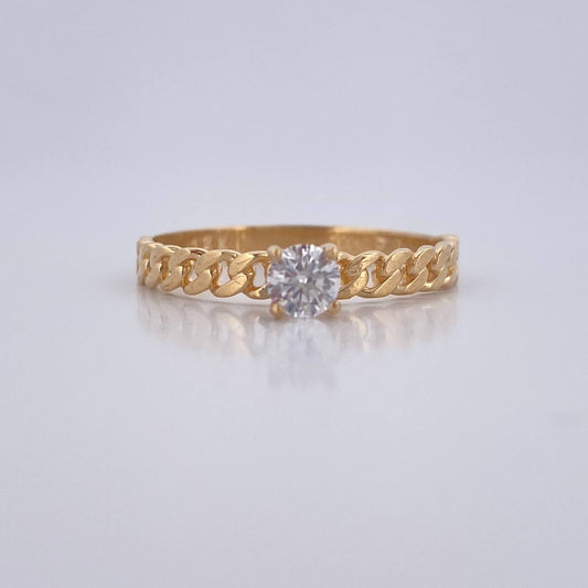 Anillo Solitario Cubano 2.05gr / T7 1/4 / Oro 18K &