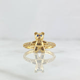 Bear Ring In Half Churumbela 2.4gr / Size 7 1/2 / Blue Zircon Eyes White Zircons 18K Yellow Gold *
