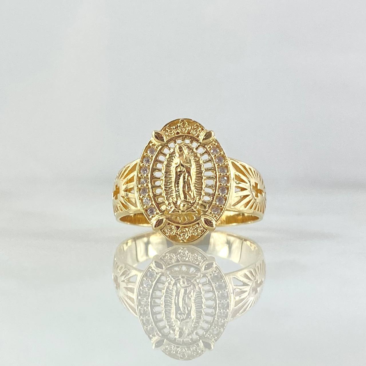 Anillo Escudo Arcangel San Miguel Cruz 7.05gr / T9 1/2 / Circones Negros Blancos Oro Amarillo 18K ©