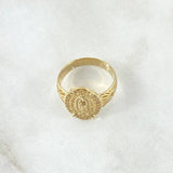Anillo Virgen Guadalupe Marco Filigrana 3.7gr / T6 1/2 / Circones Blancos Oro Amarillo 18K *