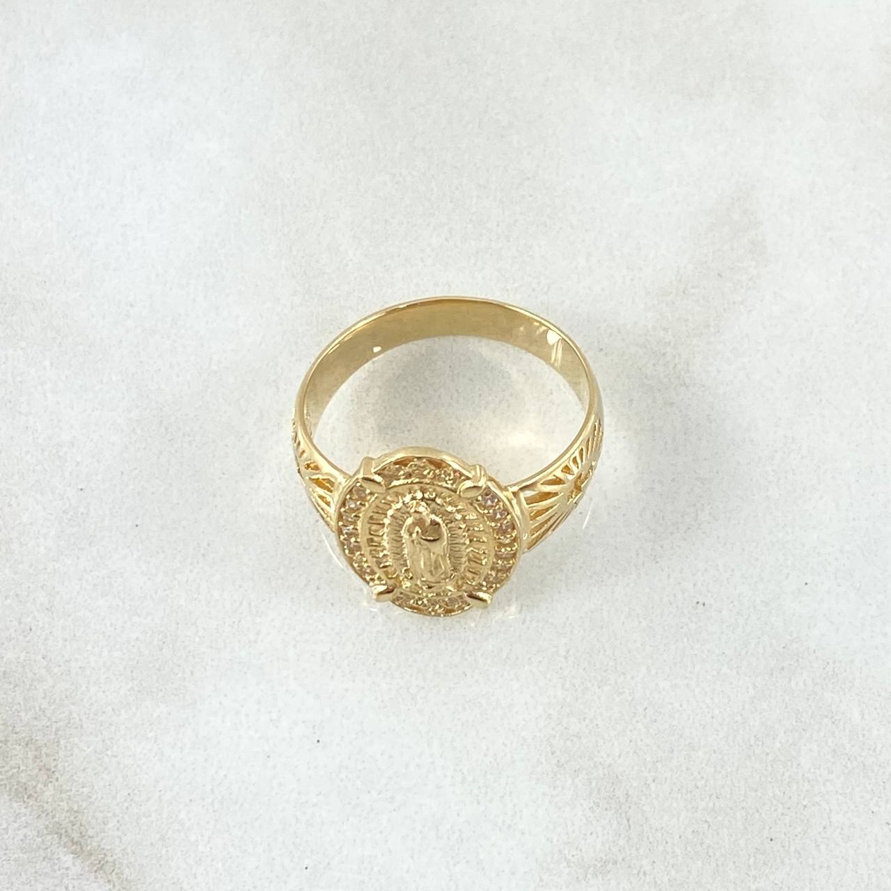 Anillo Escudo Arcangel San Miguel Cruz 7.05gr / T9 1/2 / Circones Negros Blancos Oro Amarillo 18K ©