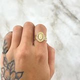 Ring Virgin of Guadalupe Filigree Frame 4gr / T6 3/4 / White Zircons Yellow Gold 18K