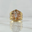 Cross Christ Ring Triangular Points 11.5gr / Size 9 3/4 / White Zircons Three 18K Golds *
