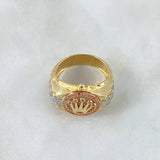 Anillo Sello Correa Corona RX 7.5gr / T10 / Circones Blancos Tres Oros 18K ©