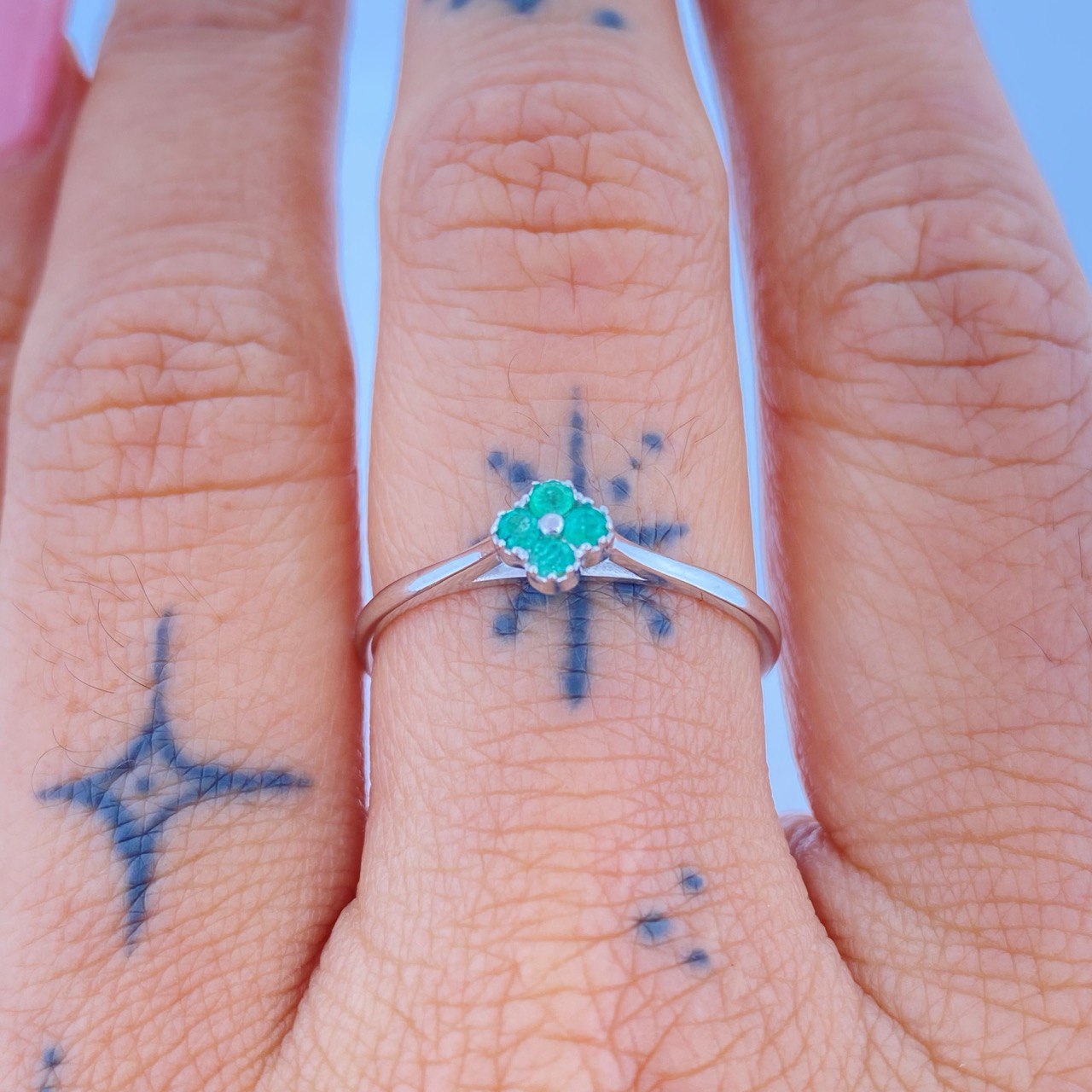 Clover Ring 1.2gr / Size 9 1/4 / 950 Sterling Silver +