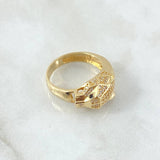 Anillo Pantera Geometrica 8.15gr / T9 1/4 / Circones Blancos Negros Oro Amarillo 18K ©