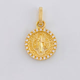 Dije Medalla San Benito Doble Faz 2.05 g / 3/4 in Oro Amarillo 18K