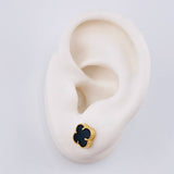 Topos Trebol Onix Negro 2.2 g / in / 8.45 mm Oro Amarillo 18K