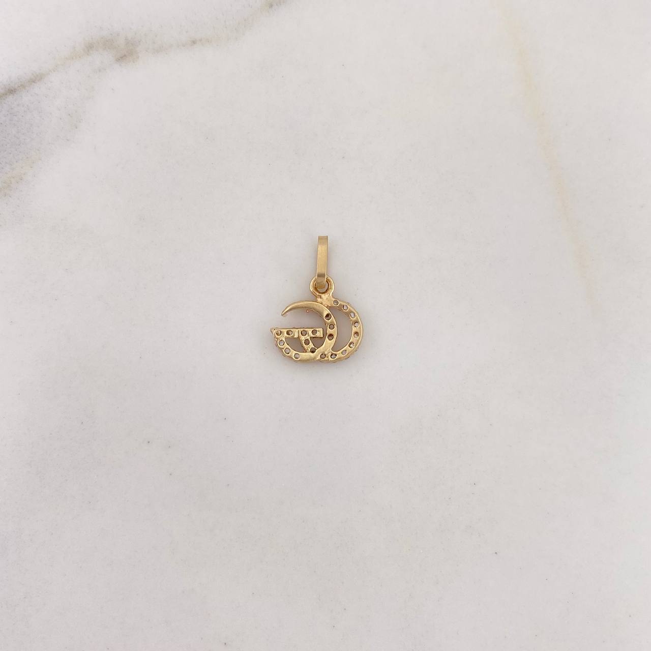 Pendant GG 0.55gr / 1.4cm / White Zircons 18K Yellow Gold #