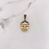 Dije Casco Espartano 5.2gr / 3.4cm / Circones Negros Oro Amarillo 18K $