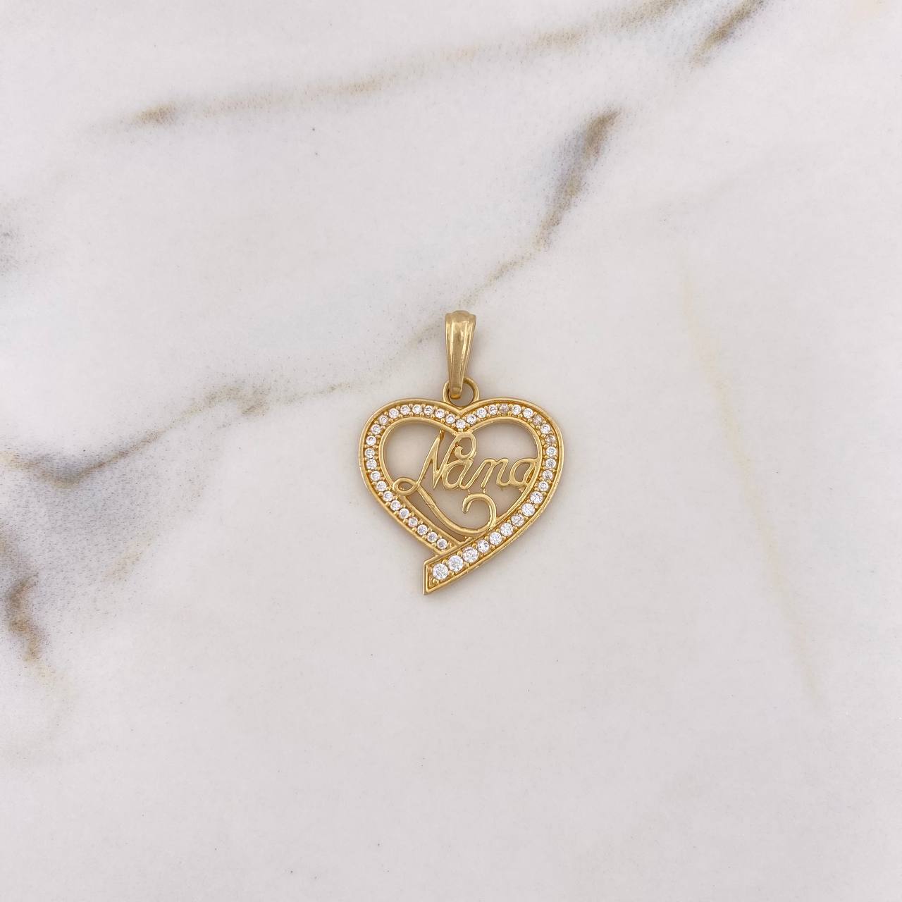 Pendant Heart Silhouette 3gr / 2.7cm / White Zirconia 18K Yellow Gold #