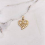 Pendant Heart Silhouette 3gr / 2.7cm / White Zirconia 18K Yellow Gold #