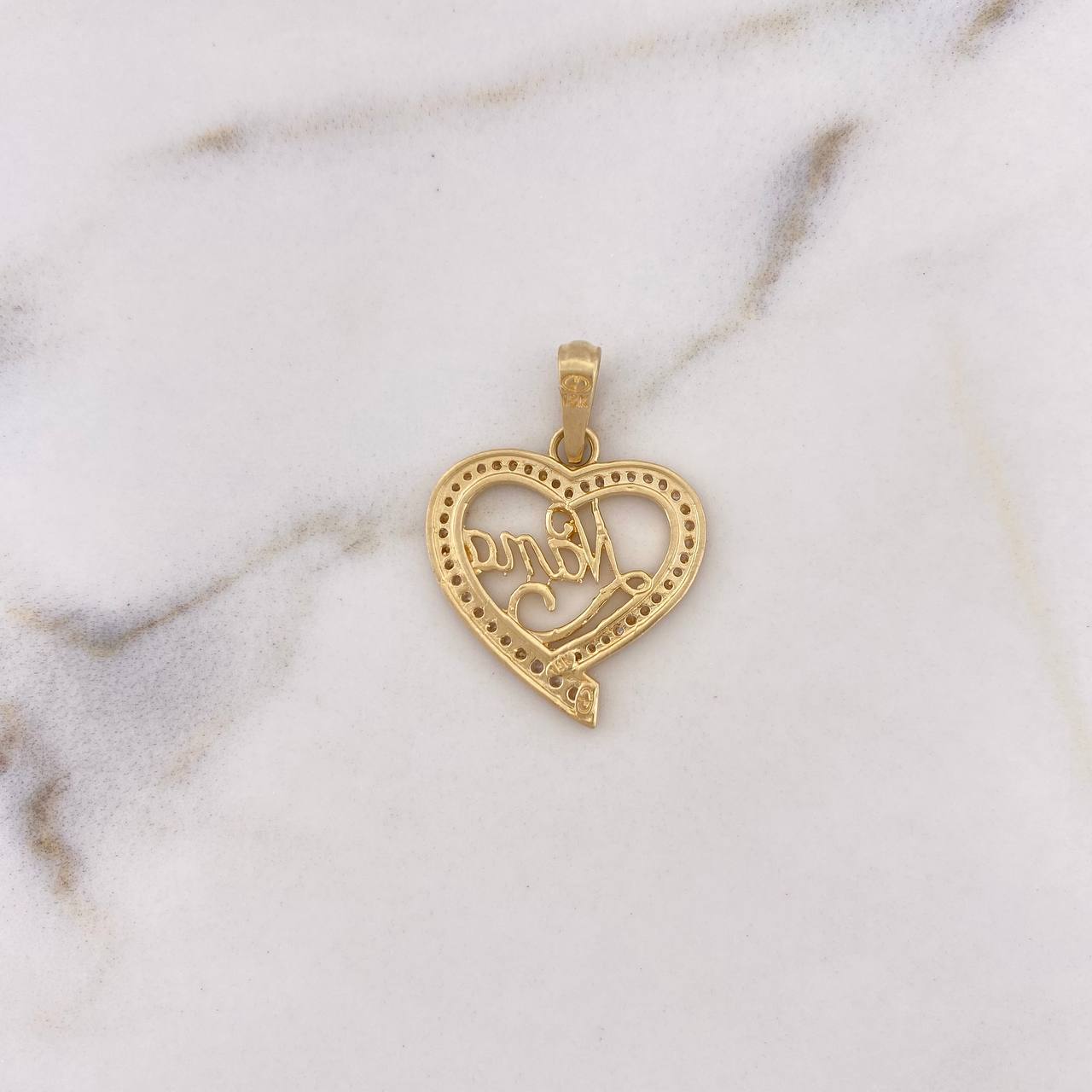 Pendant Heart Silhouette 3gr / 2.7cm / White Zirconia 18K Yellow Gold #