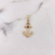 Pendant Anchor 2.7gr / 3.1cm / White Zircons Blue Yellow Gold 18K #