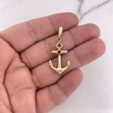 Pendant Anchor 2.7gr / 3.1cm / White Zircons Blue Yellow Gold 18K #