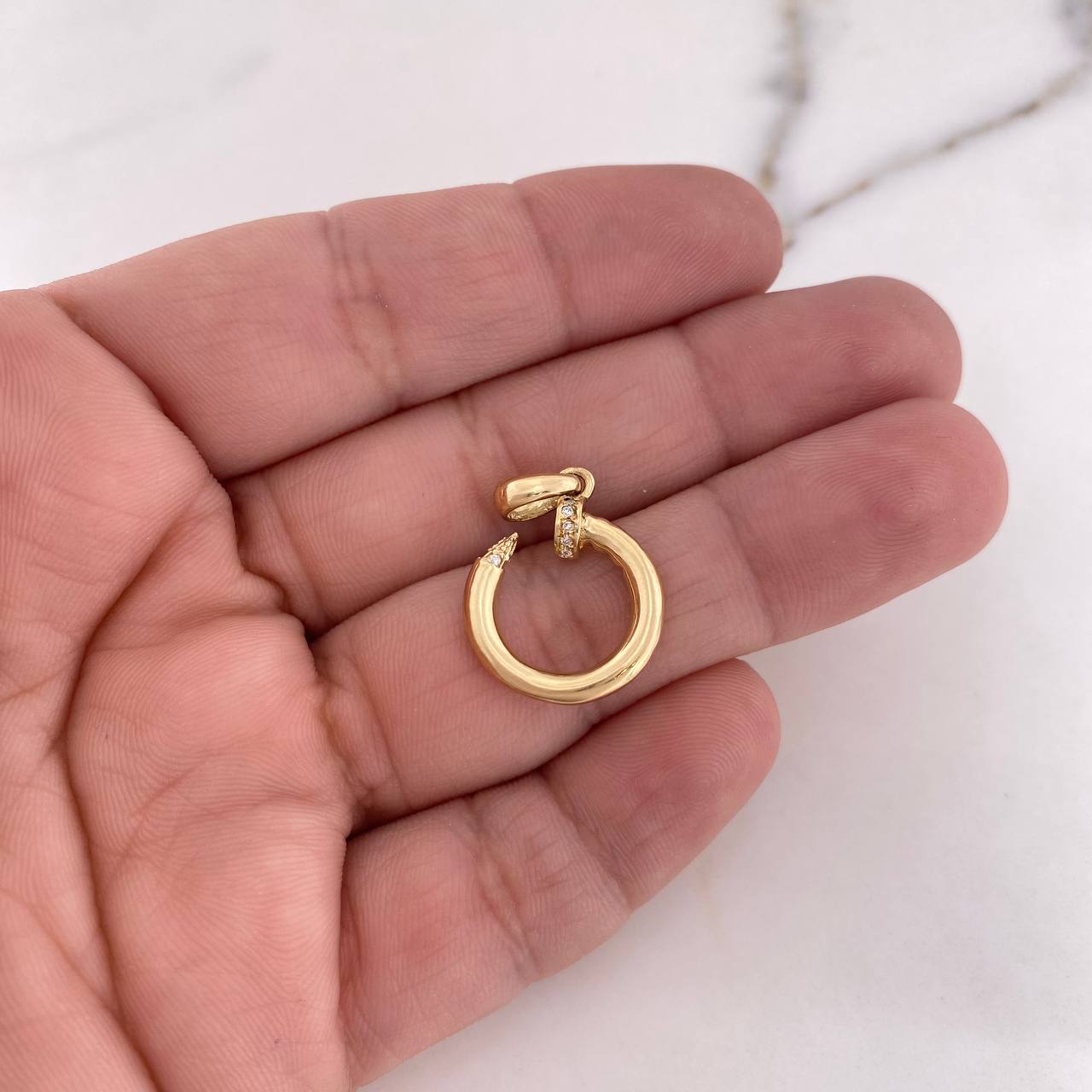 Pendant Nail 2.05gr / 2.5cm / White Zircons 18K Yellow Gold #