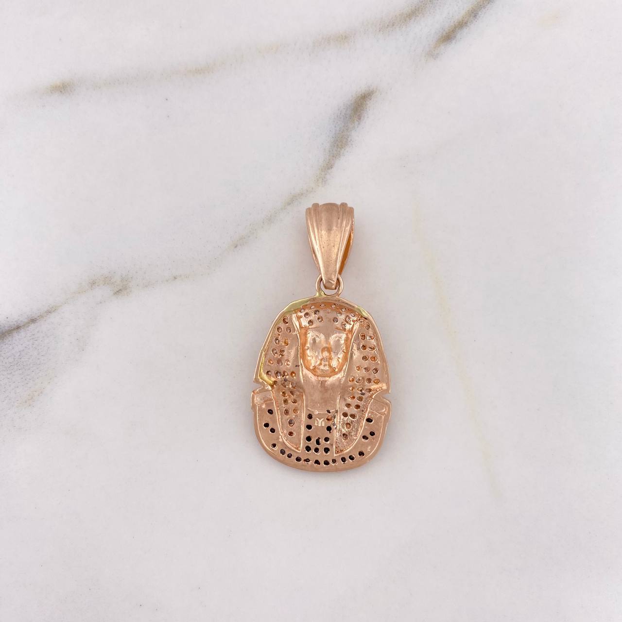 Pendant Pharaoh Tutankhamun Face 7.65gr / 3.9cm / White and Black Zircons 18K Rose Gold $