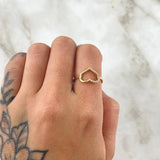 Anillo Corazon parcial 1.3gr / T6 / Circones Blancos Oro Amarillo 18K *
