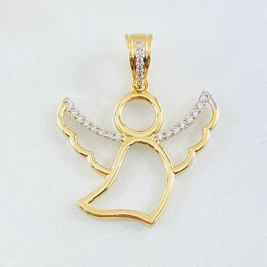 Dije Angel 3.5gr / 1 1/4 in / Dos Oros Amarillo Blanco 18K