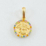 Pendant Circle Saint Michael Archangel 1.65gr / 3/4 in / 18K Gold