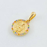 Pendant Circle Saint Michael Archangel 1.65gr / 3/4 in / 18K Gold