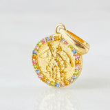 Pendant Circle Saint Michael Archangel 1.65gr / 3/4 in / 18K Gold