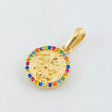 Pendant Circle Saint Michael Archangel 1.6gr / 3/4 in / 18K Gold