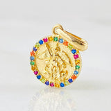 Pendant Circle Saint Michael Archangel 1.6gr / 3/4 in / 18K Gold