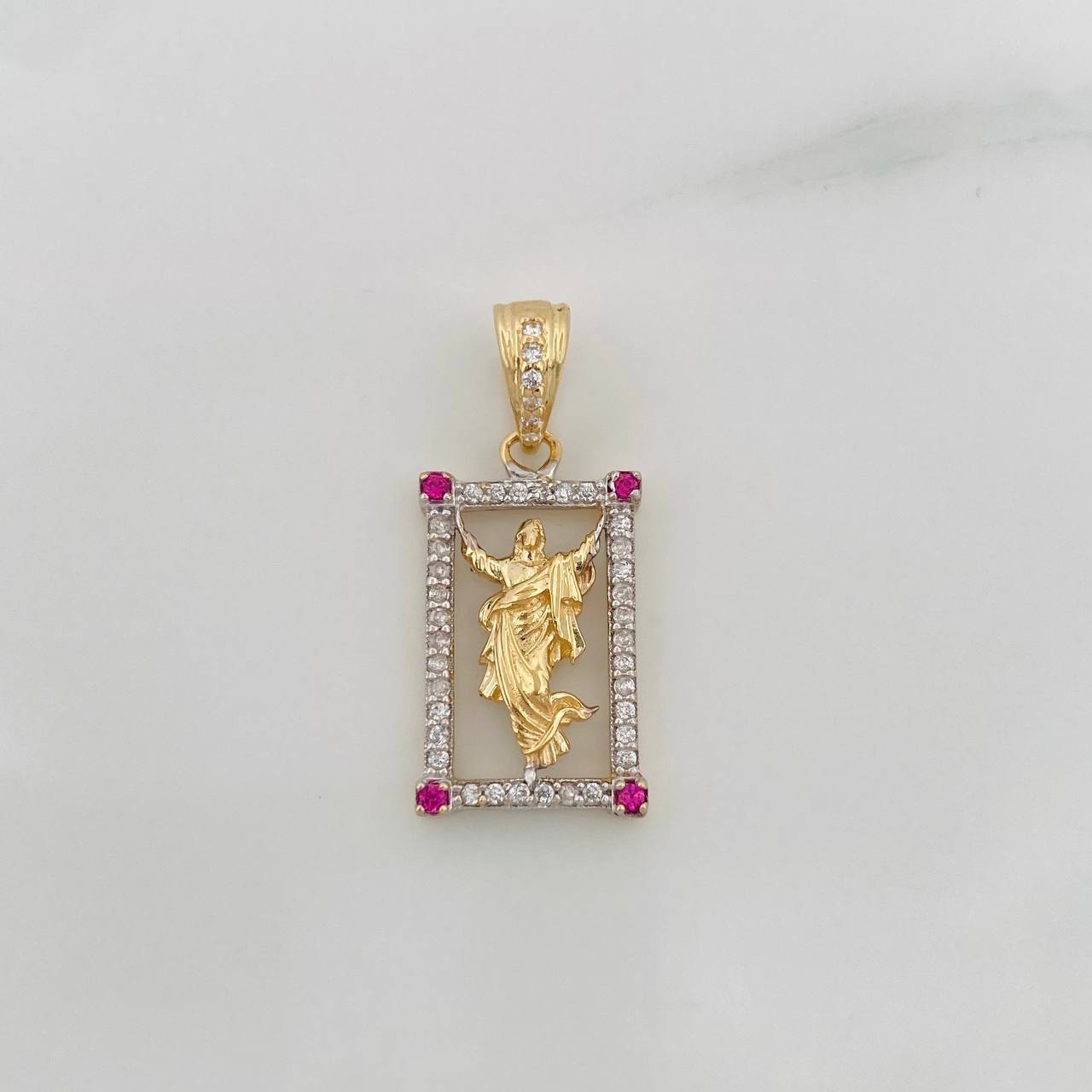 Dije Jesús Resucitado 2.15g / 1 in Dos Oros Amarillo Blanco 18K