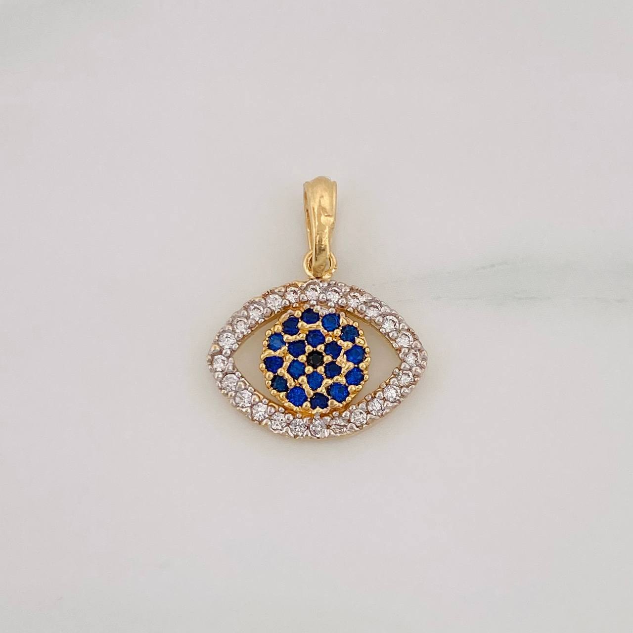 Pendant Evil Eye 1.75g / 3/4 in Two-Tone Yellow White 18K