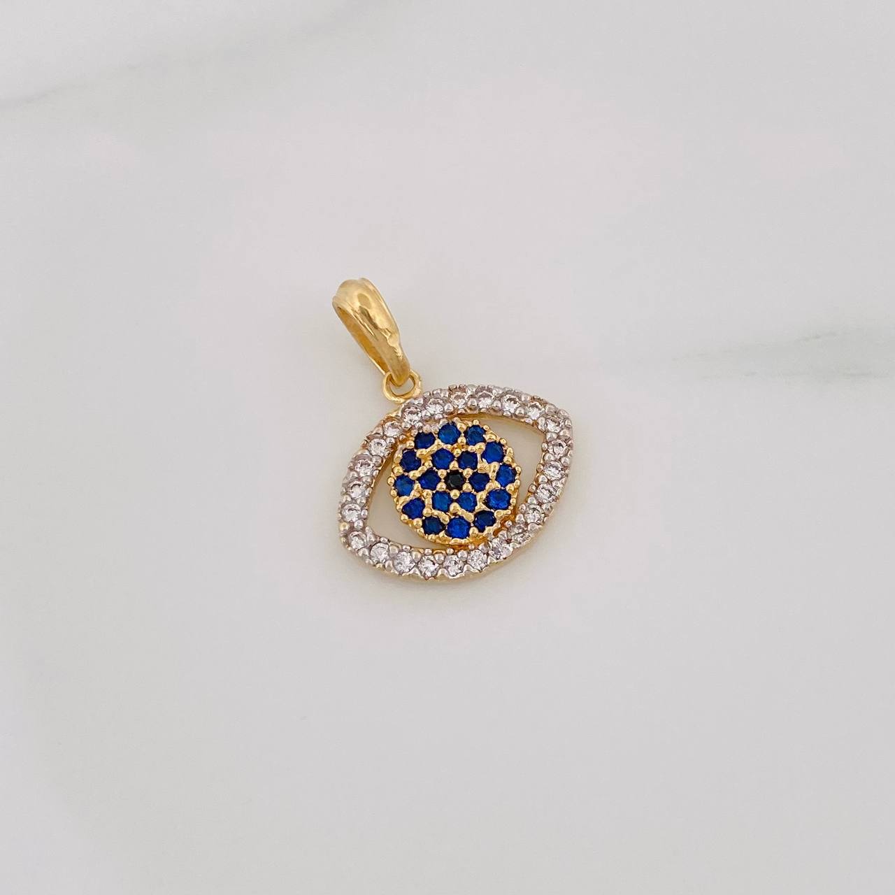 Pendant Evil Eye 1.75g / 3/4 in Two-Tone Yellow White 18K