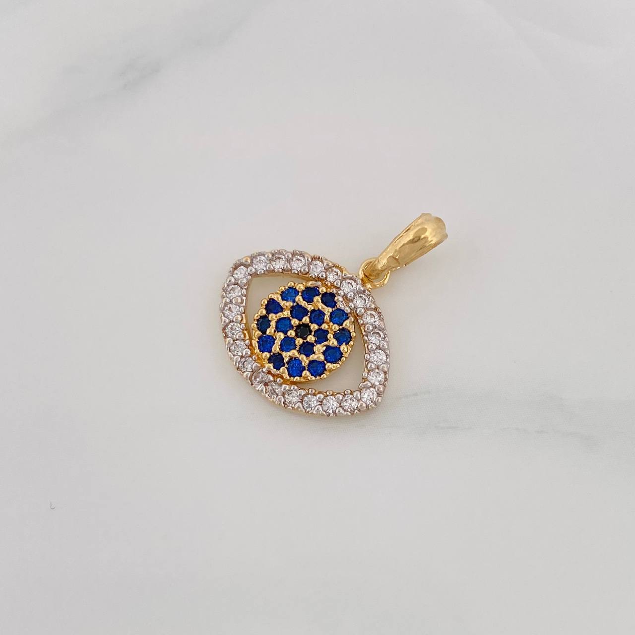 Pendant Evil Eye 1.75g / 3/4 in Two-Tone Yellow White 18K