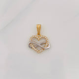 Infinite Heart Pendant 1.35g / 3/4 in Two-Tone Yellow White Gold 18K