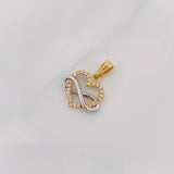 Infinite Heart Pendant 1.35g / 3/4 in Two-Tone Yellow White Gold 18K