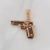 Dije Pistola 11g / 1 1/2 in Dos Oros Negro Rosa 18K