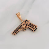 Dije Pistola 11g / 1 1/2 in Dos Oros Negro Rosa 18K