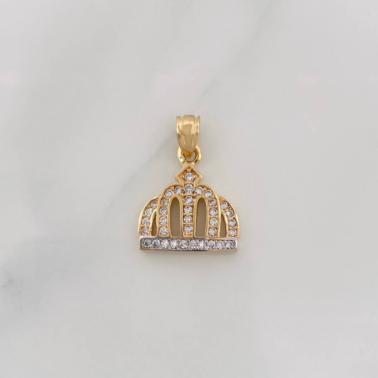 Dije Corona 2.5g / 3/4 in Dos Oros Amarillo Blanco 18K