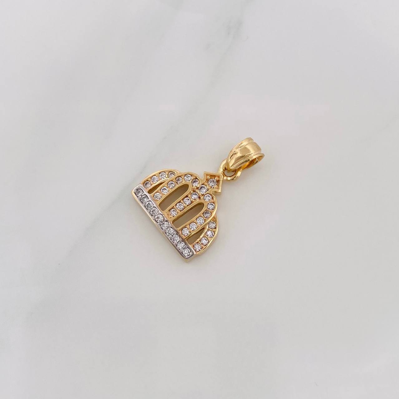 Dije Corona 2.5g / 3/4 in Dos Oros Amarillo Blanco 18K