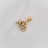 Dije Corona 2.5g / 3/4 in Dos Oros Amarillo Blanco 18K