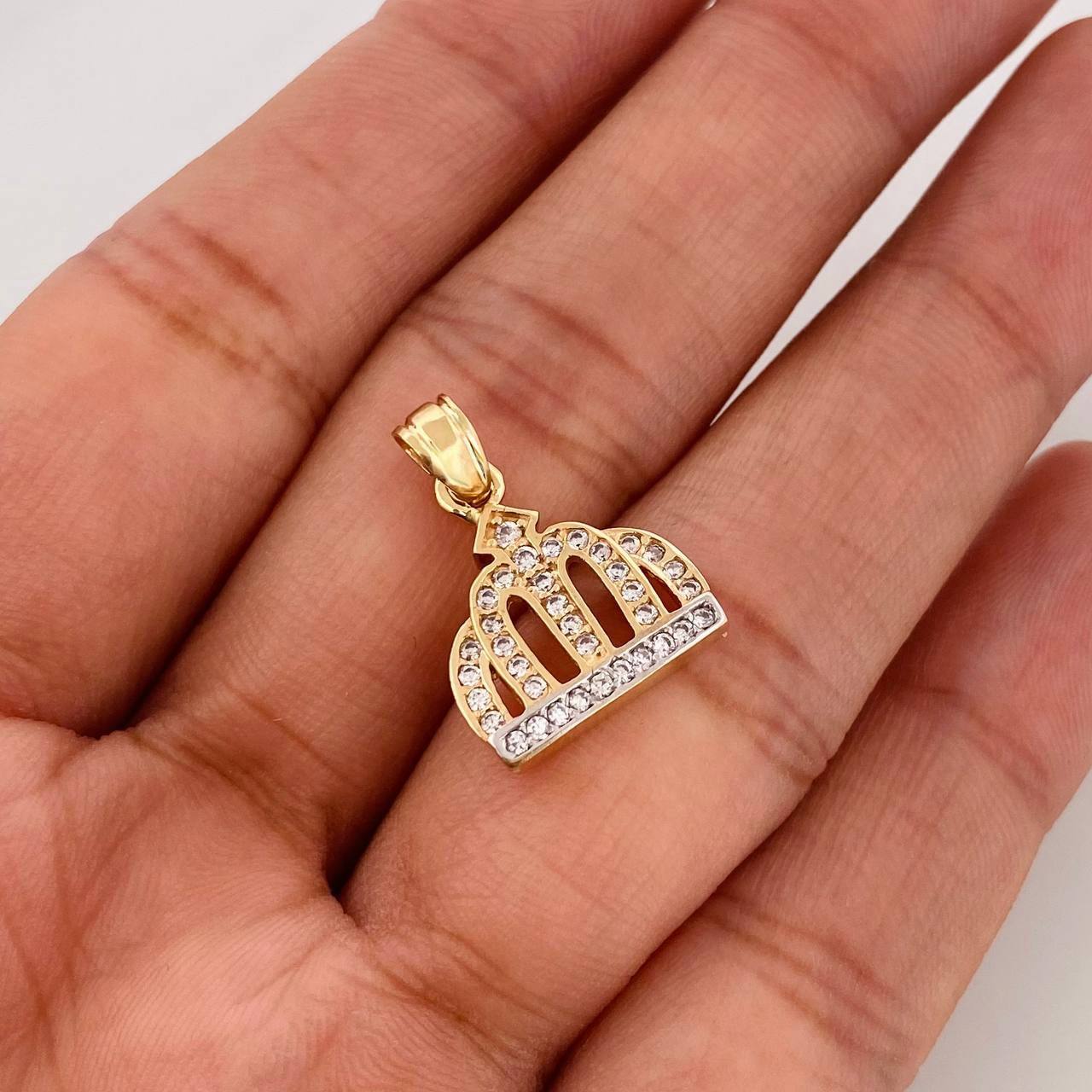 Dije Corona 2.5g / 3/4 in Dos Oros Amarillo Blanco 18K