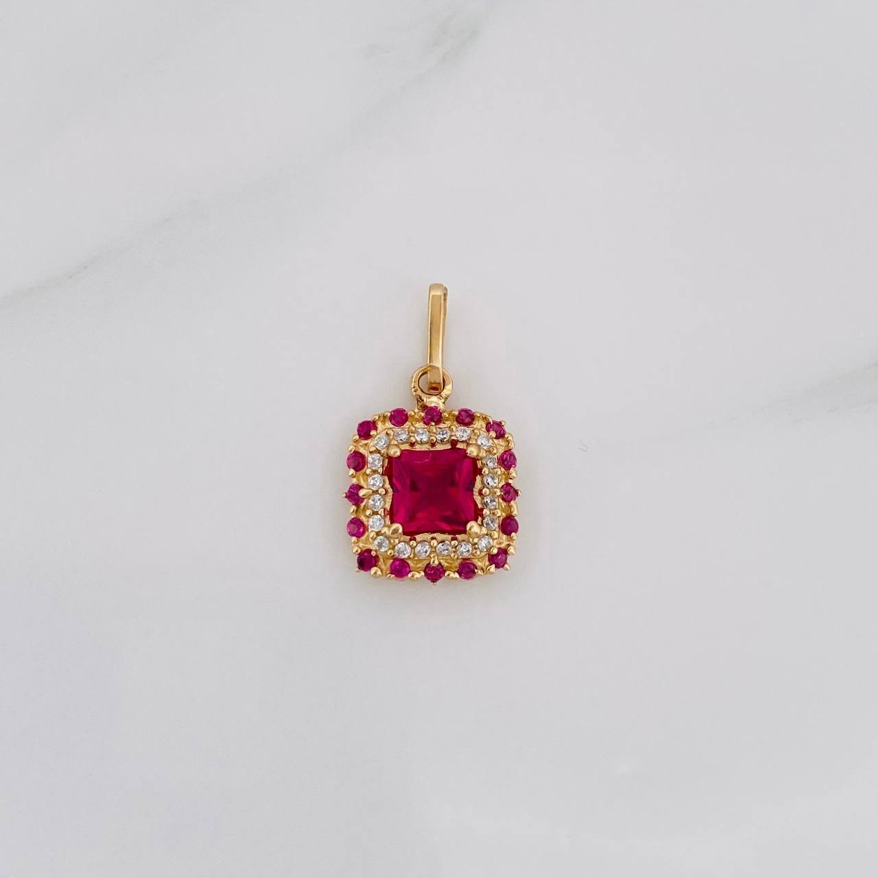 Dije Halo Cuadrado 2g / 3/4 in Oro Amarillo 18K